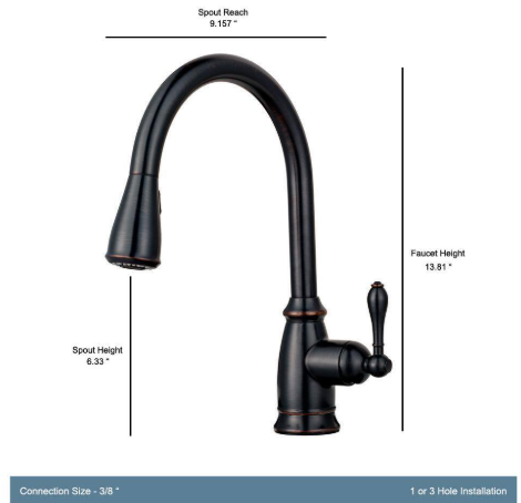 Canton Single-Handle Pull-Down Sprayer Kitchen Faucet in Tuscan Bronze